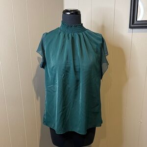 B15 SHEIN Women’s Large Green Blouse with Smocked Neck